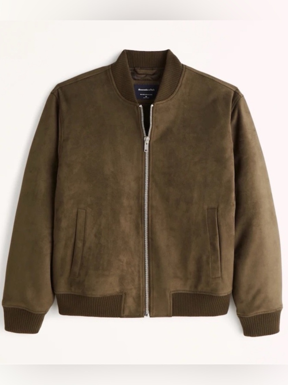 Abercrombie & Fitch Men’s Vegan Suede Bomber Jacket Green L